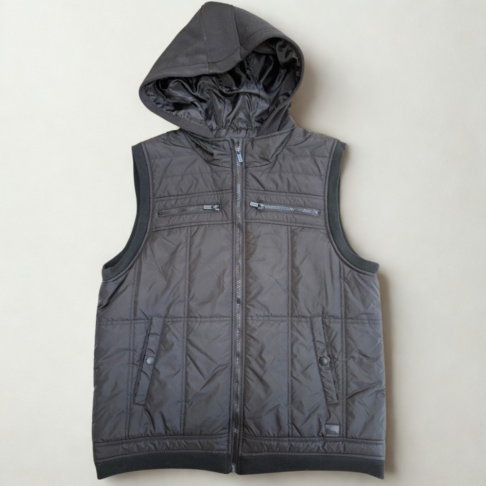 Men's Black Quilted Hooded Vest